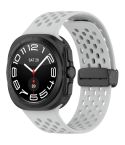 For Samsung Galaxy Watch Ultra 47mm Hole Style Magnetic Folding Buckle Silicone Watch Band(Light Gray)