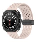 For Samsung Galaxy Watch Ultra 47mm Hole Style Magnetic Folding Buckle Silicone Watch Band(Pink)