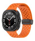For Samsung Galaxy Watch Ultra 47mm Hole Style Magnetic Folding Buckle Silicone Watch Band(Orange)