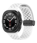 For Samsung Galaxy Watch Ultra 47mm Hole Style Magnetic Folding Buckle Silicone Watch Band(White)