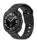 For Samsung Galaxy Watch Ultra 47mm Solid Color Reverse Buckle Silicone Watch Band(Black)