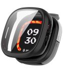For Fitbit Ace LTE  PC + Tempered Glass Film Integrated Watch Protective Case(Black)