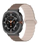 For Samsung Galaxy Watch Ultra 47mm Spot Pattern Two Color Magnetic Silicone Watch Band(Brown Apricot)