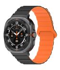 For Samsung Galaxy Watch Ultra 47mm Spot Pattern Two Color Magnetic Silicone Watch Band(Black Orange)