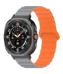 For Samsung Galaxy Watch Ultra 47mm Spot Pattern Two Color Magnetic Silicone Watch Band(Gray Orange)