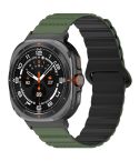 For Samsung Galaxy Watch Ultra 47mm Spot Pattern Two Color Magnetic Silicone Watch Band(Army Green Black)