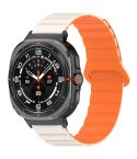 For Samsung Galaxy Watch Ultra 47mm Spot Pattern Two Color Magnetic Silicone Watch Band(Starlight Orange)