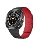 For Samsung Galaxy Watch Ultra 47mm Black Connector I-shaped Magnetic Silicone Watch Band(Black Red)