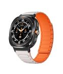 For Samsung Galaxy Watch Ultra 47mm Black Connector I-shaped Magnetic Silicone Watch Band(Starlight Orange)