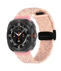 For Samsung Galaxy Watch Ultra 47mm Fold Magnetic Buckle Braided Watch Band(Starlight Pink)