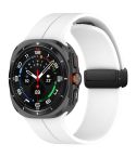 For Samsung Galaxy Watch Ultra 47mm Groove Style Folding Magnetic Buckle Silicone Watch Band(White)