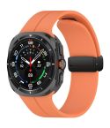 For Samsung Galaxy Watch Ultra 47mm Groove Style Folding Magnetic Buckle Silicone Watch Band(Orange)