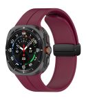 For Samsung Galaxy Watch Ultra 47mm Groove Style Folding Magnetic Buckle Silicone Watch Band(Wine Red)