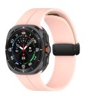 For Samsung Galaxy Watch Ultra 47mm Groove Style Folding Magnetic Buckle Silicone Watch Band(Light Pink)