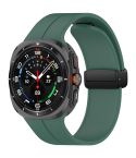 For Samsung Galaxy Watch Ultra 47mm Groove Style Folding Magnetic Buckle Silicone Watch Band(Dark Green)