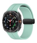For Samsung Galaxy Watch Ultra 47mm Groove Style Folding Magnetic Buckle Silicone Watch Band(Teal Green)