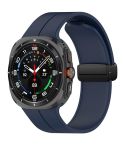 For Samsung Galaxy Watch Ultra 47mm Groove Style Folding Magnetic Buckle Silicone Watch Band(Midnight Blue)