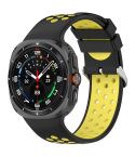 For Samsung Galaxy Watch Ultra 47mm Holes Style Metal Connector Two Color Silicone Watch Band(Black Yellow)