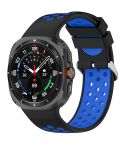 For Samsung Galaxy Watch Ultra 47mm Holes Style Metal Connector Two Color Silicone Watch Band(Black Blue)