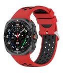 For Samsung Galaxy Watch Ultra 47mm Holes Style Metal Connector Two Color Silicone Watch Band(Red Black)
