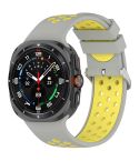For Samsung Galaxy Watch Ultra 47mm Holes Style Metal Connector Two Color Silicone Watch Band(Gray Yellow)