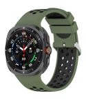 For Samsung Galaxy Watch Ultra 47mm Holes Style Metal Connector Two Color Silicone Watch Band(Army Green Black)