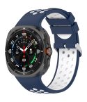 For Samsung Galaxy Watch Ultra 47mm Holes Style Metal Connector Two Color Silicone Watch Band(Blue White)