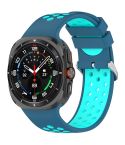 For Samsung Galaxy Watch Ultra 47mm Holes Style Metal Connector Two Color Silicone Watch Band(Blue Teal Green)