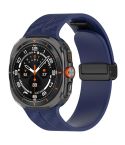 For Samsung Galaxy Watch Ultra 47mm Carbon Fiber Magnetic Folding Buckle Silicone Watch Band(Midnight Blue)