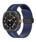 For Samsung Galaxy Watch Ultra 47mm Carbon Fiber Magnetic Folding Buckle Silicone Watch Band(Midnight Blue White)