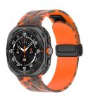 For Samsung Galaxy Watch Ultra 47mm Magnetic Folding Buckle Silicone Watch Band(Camouflage Orange)
