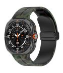 For Samsung Galaxy Watch Ultra 47mm Magnetic Folding Buckle Silicone Watch Band(Camouflage Army Green)