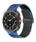 For Samsung Galaxy Watch Ultra 47mm Magnetic Folding Buckle Silicone Watch Band(Camouflage Blue)