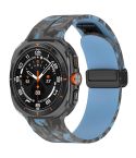 For Samsung Galaxy Watch Ultra 47mm Magnetic Folding Buckle Silicone Watch Band(Camouflage Rock Blue)
