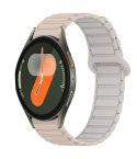 For Samsung Galaxy Watch 7 40 / 44mm Dual Color Magnetic Buckle Silicone Watch Band(Milk Tea+Rocky White)