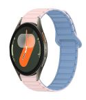For Samsung Galaxy Watch 7 40 / 44mm Dual Color Magnetic Buckle Silicone Watch Band(Pink+Blue)