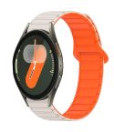 For Samsung Galaxy Watch 7 40 / 44mm Dual Color Magnetic Buckle Silicone Watch Band(Stralight+Orange)