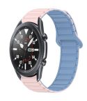 For Samsung Galaxy Watch3 45mm Dual Color Magnetic Buckle Silicone Watch Band(Pink+Blue)