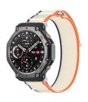 For Amazfit T-Rex 3 Two Tone Nylon Hook and Loop Fastener Watch Band(Orange Beige)