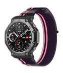 For Amazfit T-Rex 3 Two Tone Nylon Hook and Loop Fastener Watch Band(Pink Purple)