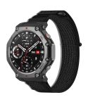 For Amazfit T-Rex 3 Two Tone Nylon Hook and Loop Fastener Watch Band(Black Gray)