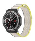 For Amazfit T-Rex 3 Two Tone Nylon Hook and Loop Fastener Watch Band(Yellow Gray)