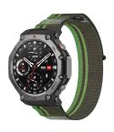 For Amazfit T-Rex 3 Two Tone Nylon Hook and Loop Fastener Watch Band(Blackish Green)