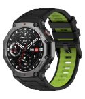 For Amazfit T-Rex 3 Two Tone Needle Buckle Silicone Watch Band(Black Green)
