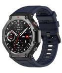 For Amazfit T-Rex 3 Solid Color Needle Buckle Silicone Watch Band(Dark Blue)