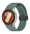 For Samsung Galaxy Watch 7 40 / 44mm Holes Style Stitched Folding Buckle Silicone Watch Band(Olive Green)
