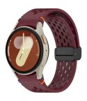 For Samsung Galaxy Watch 7 40 / 44mm Holes Style Stitched Folding Buckle Silicone Watch Band(Wine Red)