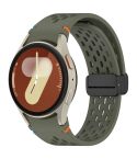 For Samsung Galaxy Watch 7 40 / 44mm Holes Style Stitched Folding Buckle Silicone Watch Band(Army Green)