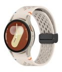 For Samsung Galaxy Watch 7 40 / 44mm Holes Style Stitched Folding Buckle Silicone Watch Band(Starlight)