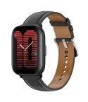 For Amazfit Active Stainless Steel Quick Release Buckle 20mm Genuine Leather Watch Band(Black)